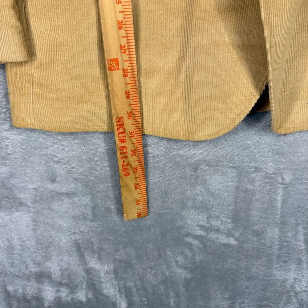 VTG Pioneer Wear Blazer Mens 46 Beige Corduroy Leather Western Jacket USA Cowboy